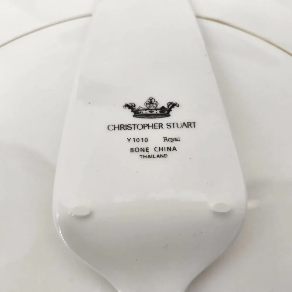 Christopher Stuart Cake Platter w/Server Royal Gold Bone China Cookie Plate